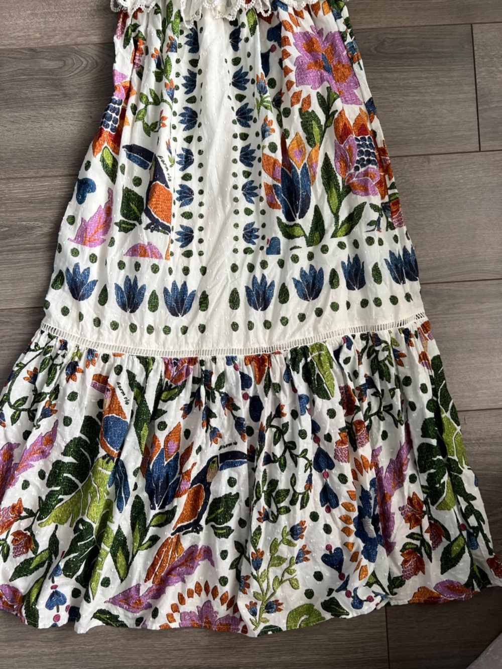 FARM Rio White Maxi Dress with Multicolor Floral Embroidery - Picture 5 of 10